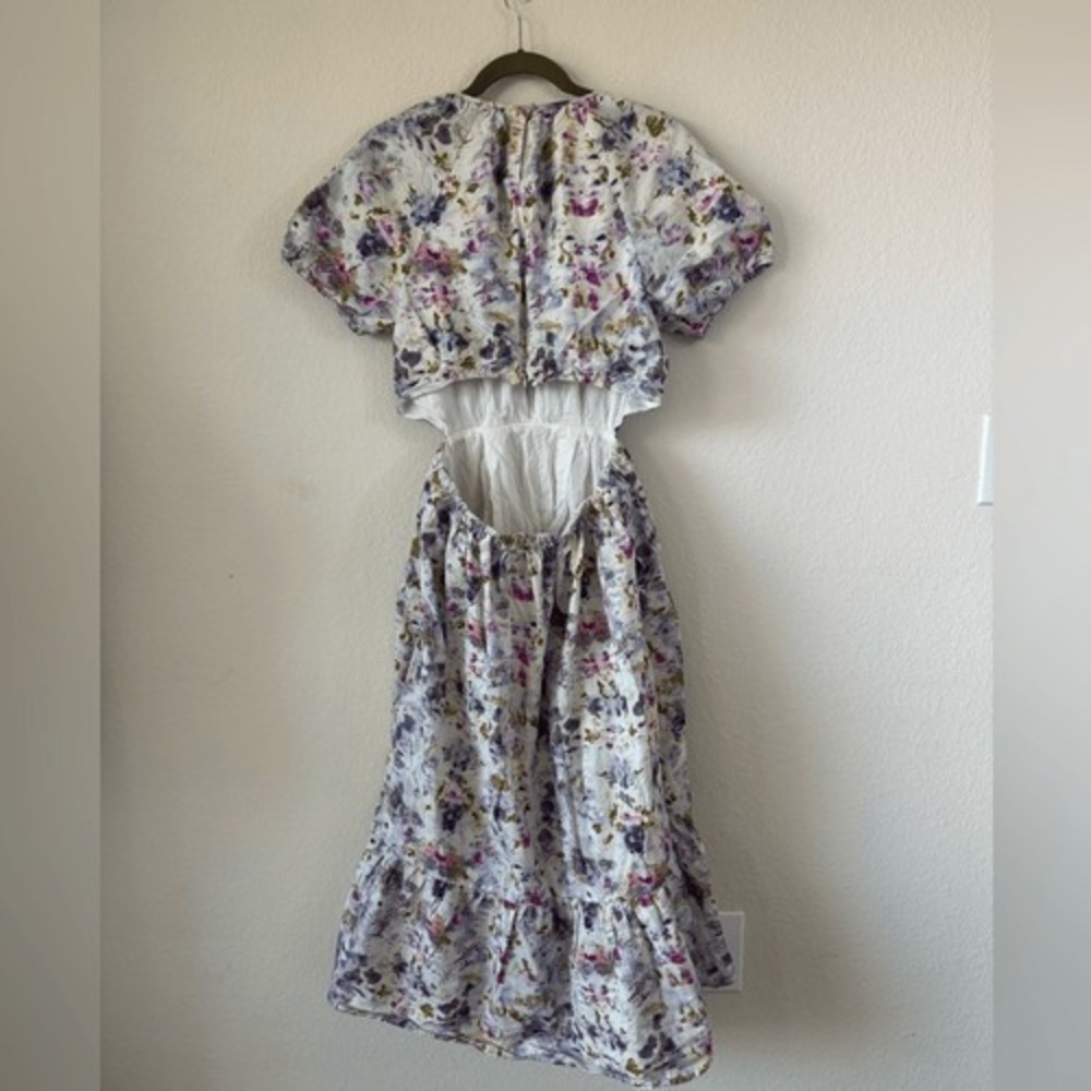 J. Crew Floral Cutout Maxi Dress Sz 10 Open Back Cottagecore Garden Peasant - Picture 12 of 13